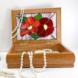 Clarity LG Stained Glass Trinket/Jewerly Box Mirrored Bottom